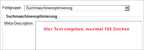 Eingabefeld für die Meta-Description