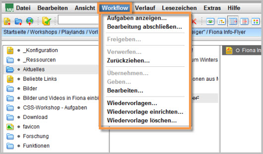 Workflow Aktionen Bild